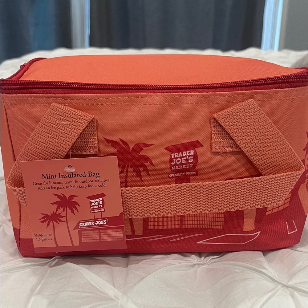 Trader Joe’s mini insulated cooler lunch tote bag peach